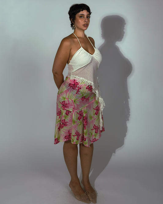Vintage French Pink and Green Skirt - size M/L