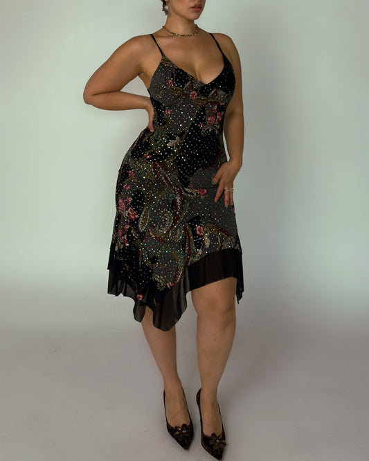 Vintage Black Sparkle Dress - size M/L