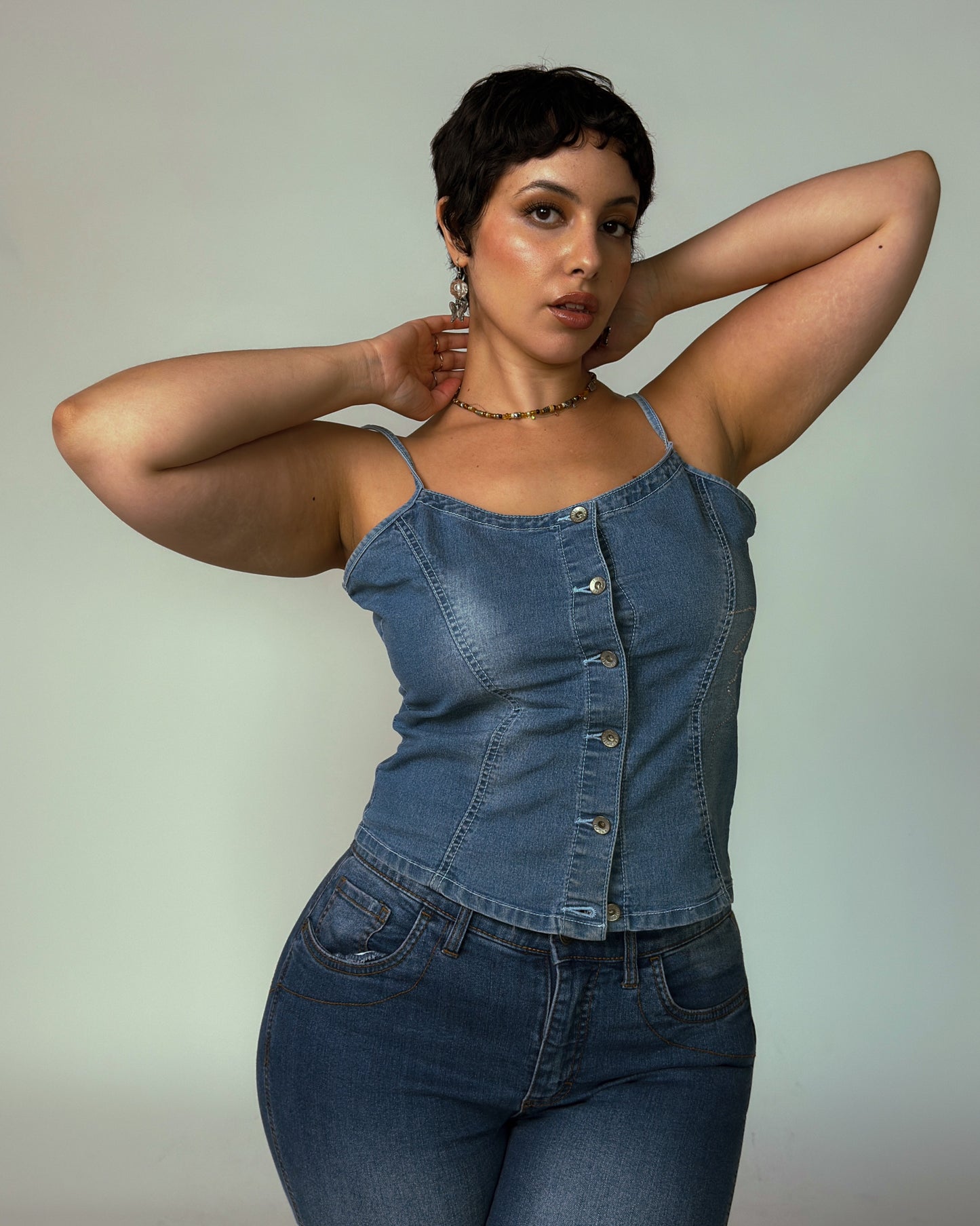 Vintage Y2K Denim Corset Top - size M/L