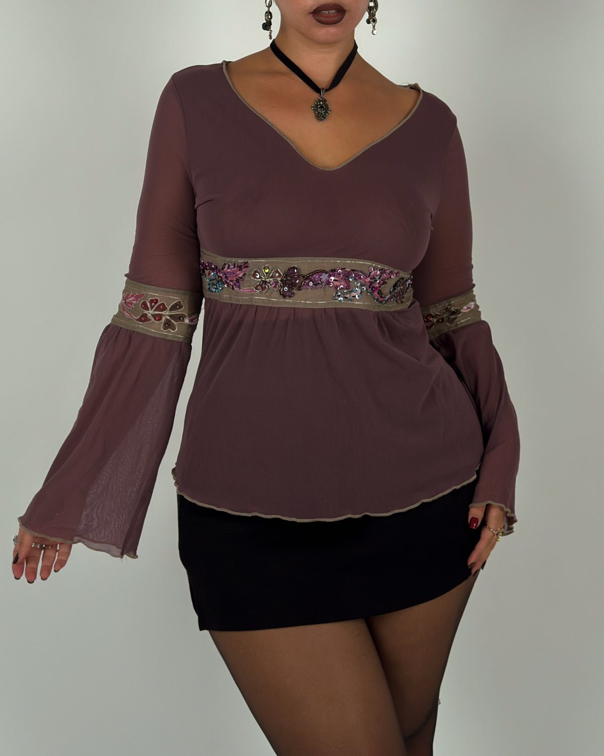 Mesh Beaded Top - M/L
