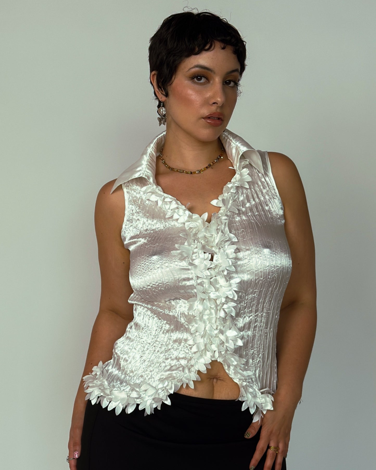 Vintage Satin Stretch Top - size M-XL