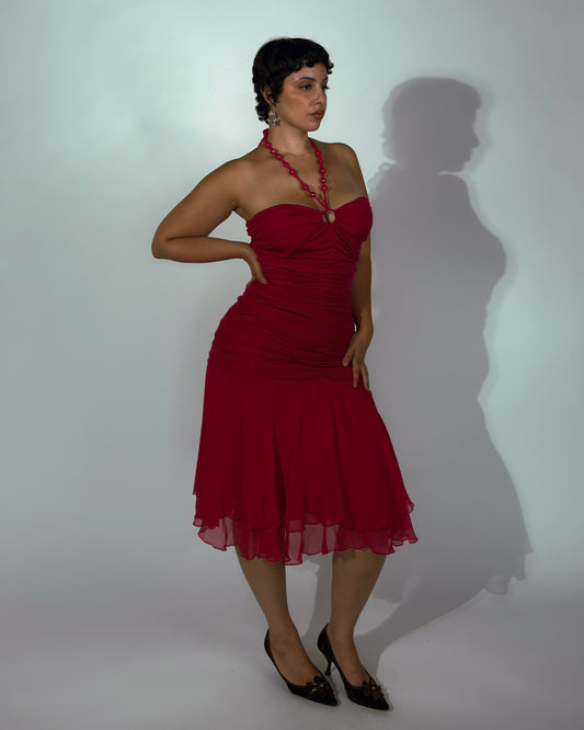 Vintage Renato Nucci Silk Pink Halter Dress - size M/L
