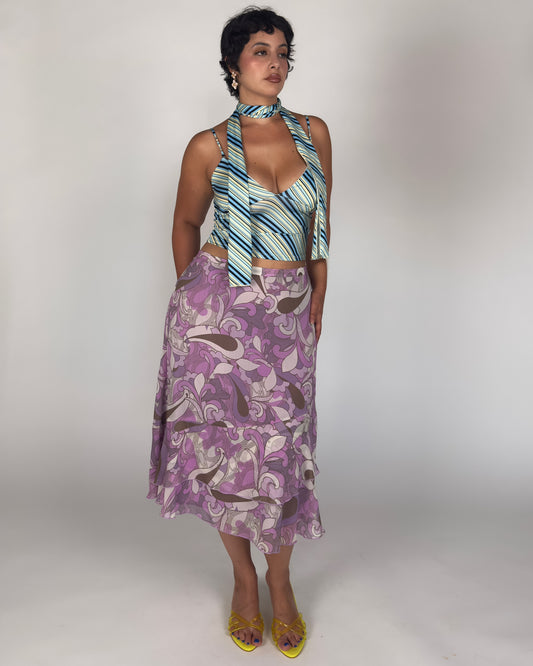 Purple Swirl Pattern Skirt - L/XL