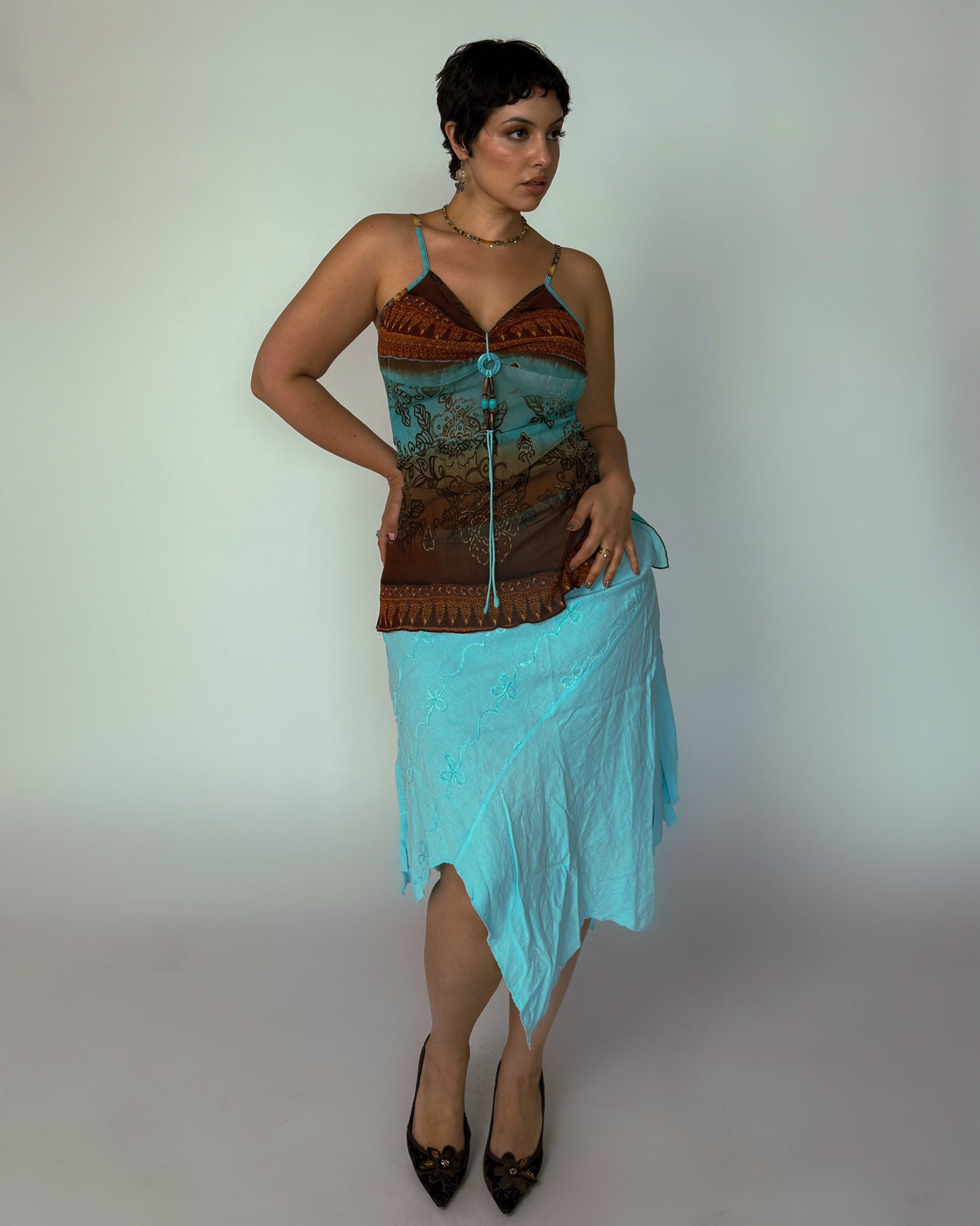 Vintage Stretch Mesh Cami Top - size M/L
