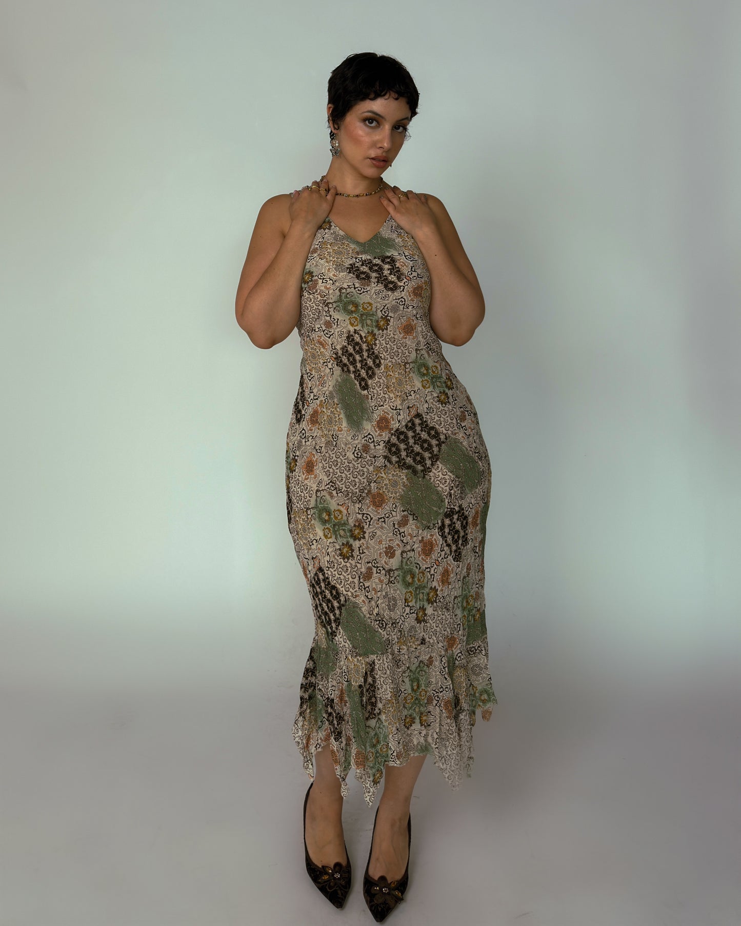French Vintage Patchwork Dress - size M/L