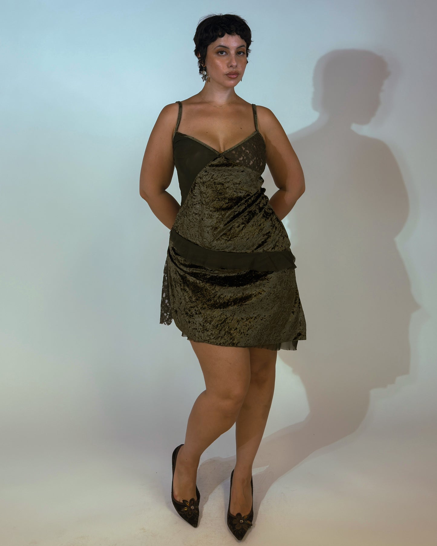 Vintage Velvet Lace Slip Dress - size M-XL