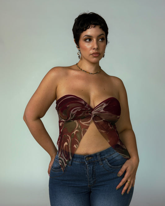 Vintage Strapless Mesh Top - size M/L