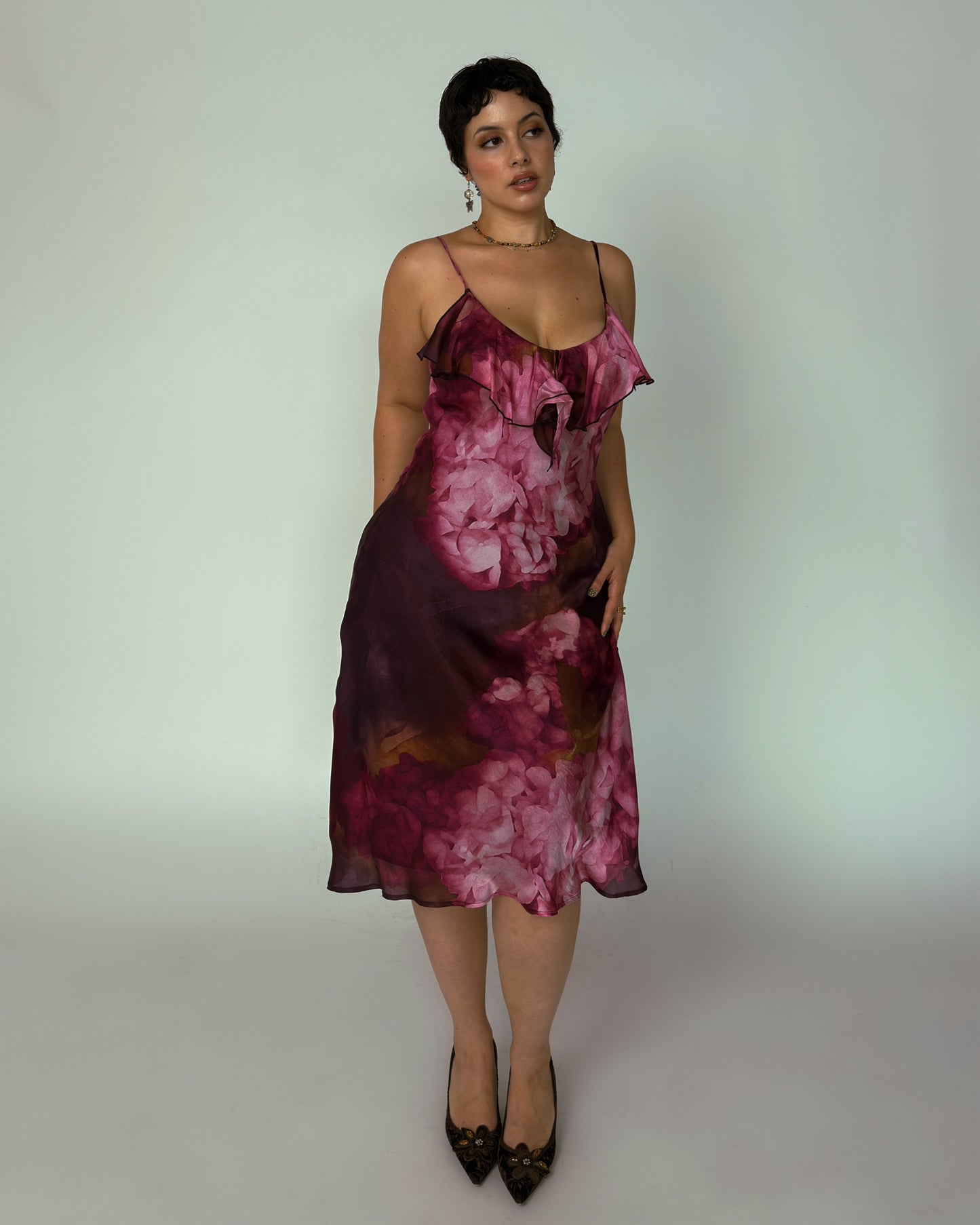 Vintage Silk Purple Slip Dress - size M/L
