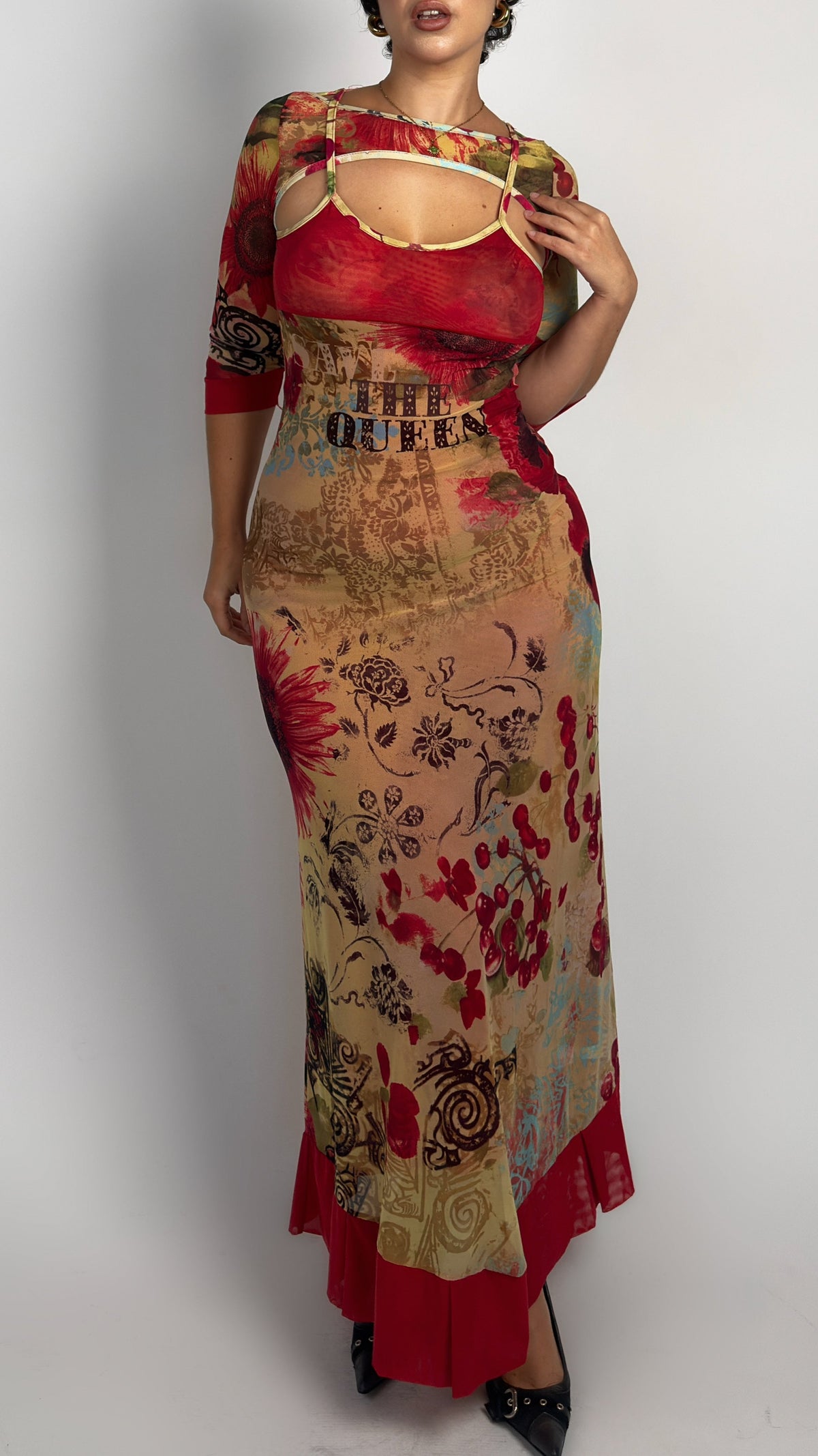 Save The Queen Mesh Cut Out Maxi Dress - M/L