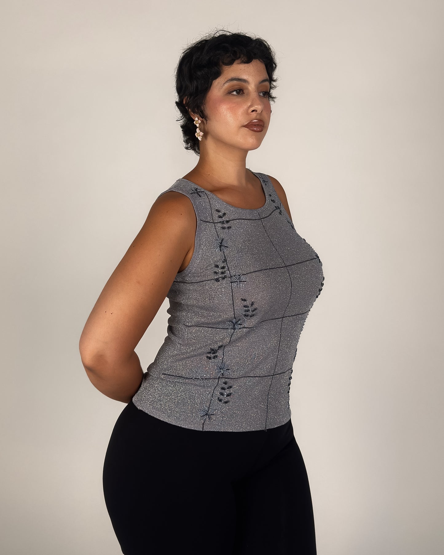 Shimmer Beaded Stretch Top - M/L