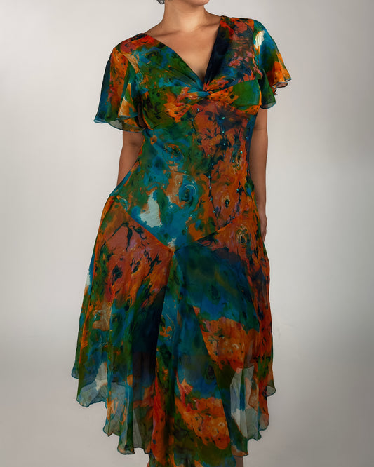 Vintage Silk Dress - M-XL