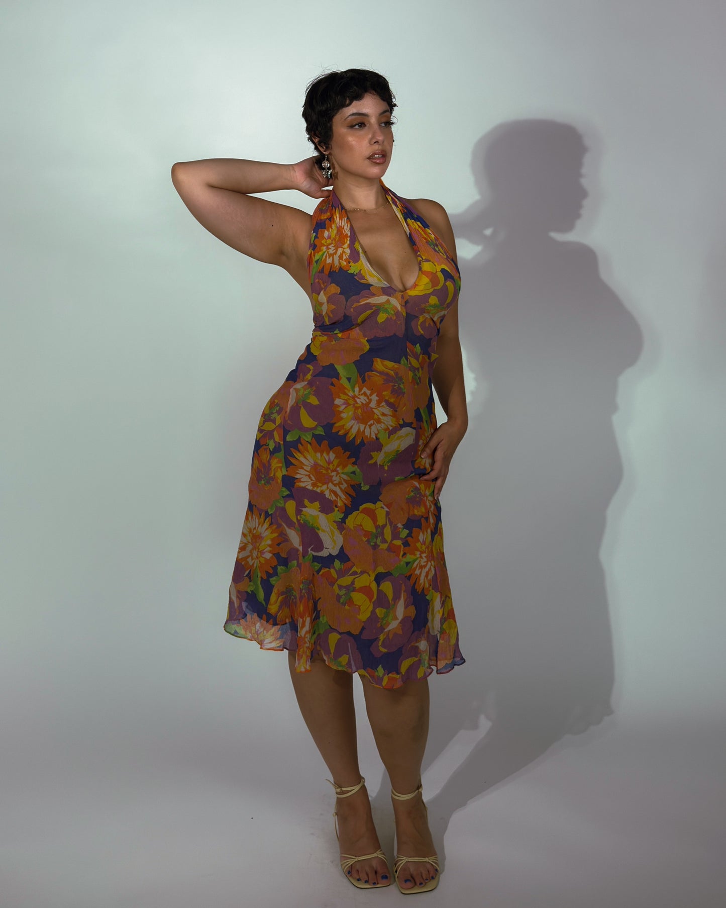 Vintage Brazilian Silk Halter Dress - size M/L