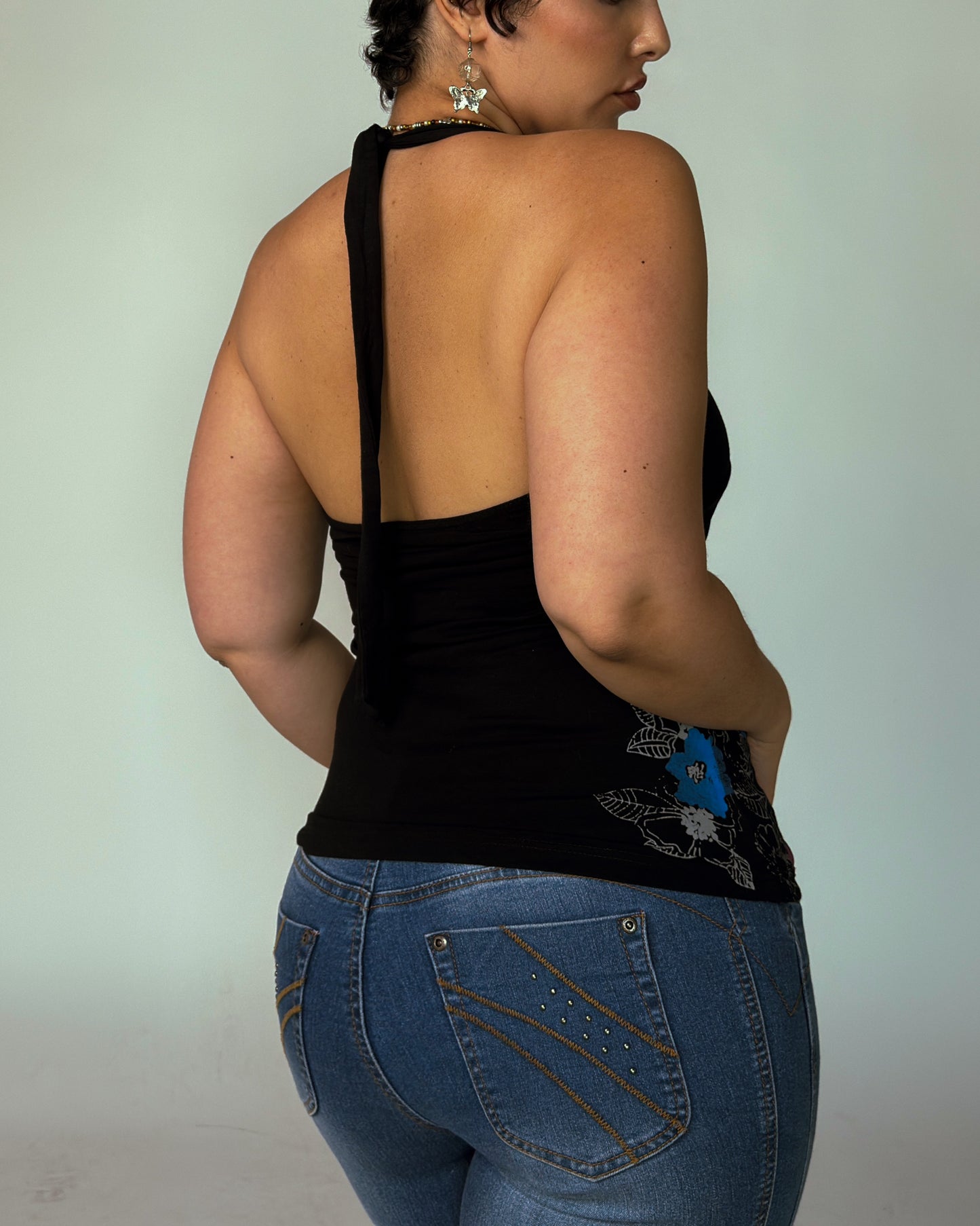 Stretch Y2K Halter Top - size M/L