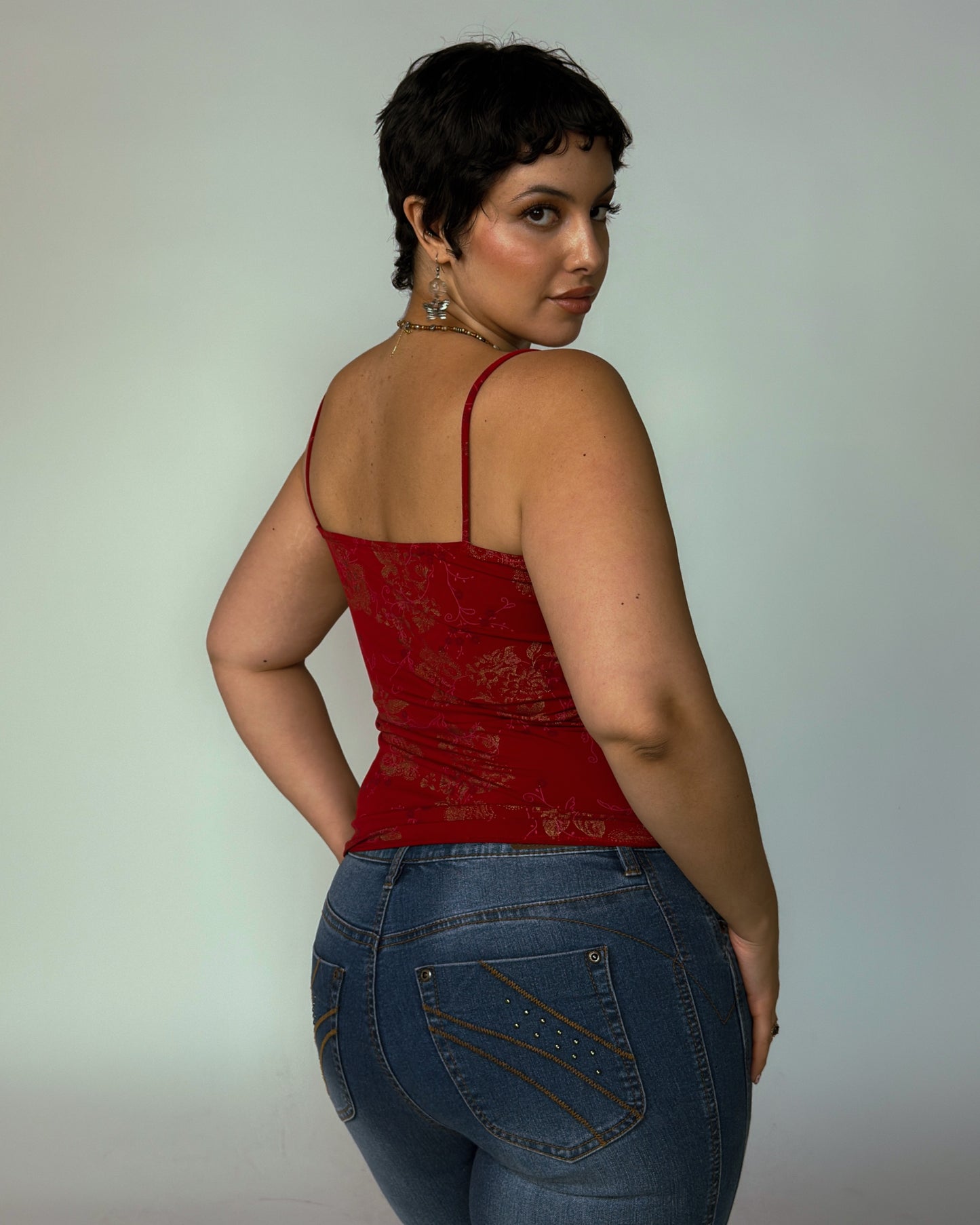 Vintage Red Cami Top - size M/L