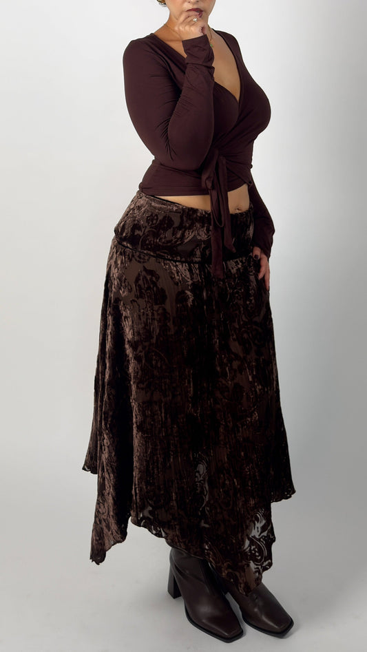 Velvet Hanky Hem Skirt - size M/L