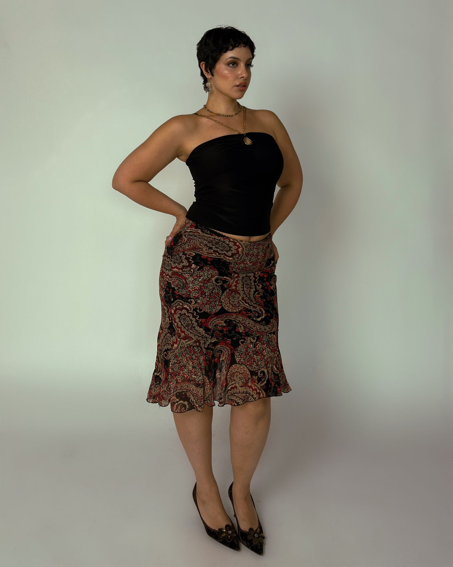 Vintage Asymmetric Midi Skirt - size L/XL