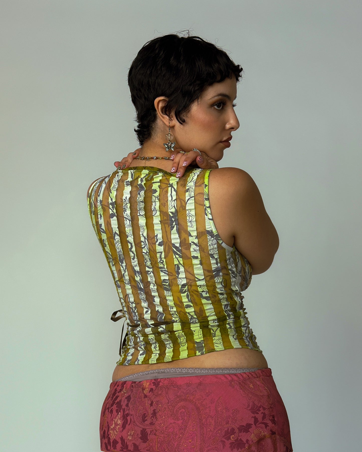 Vintage Green Sheer Top - size M/L
