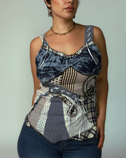 French Vintage Patchwork Top - size M/L