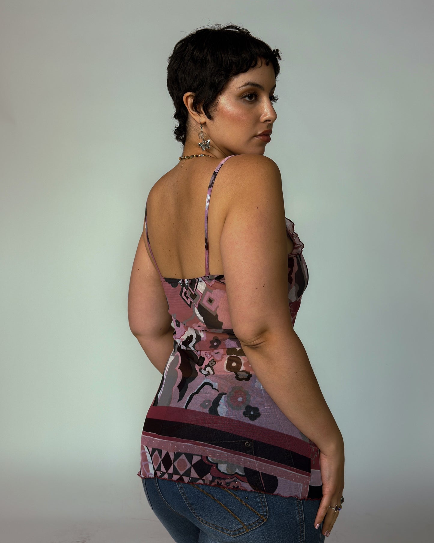 Vintage Sheer Mesh Cami Top - size M-XL