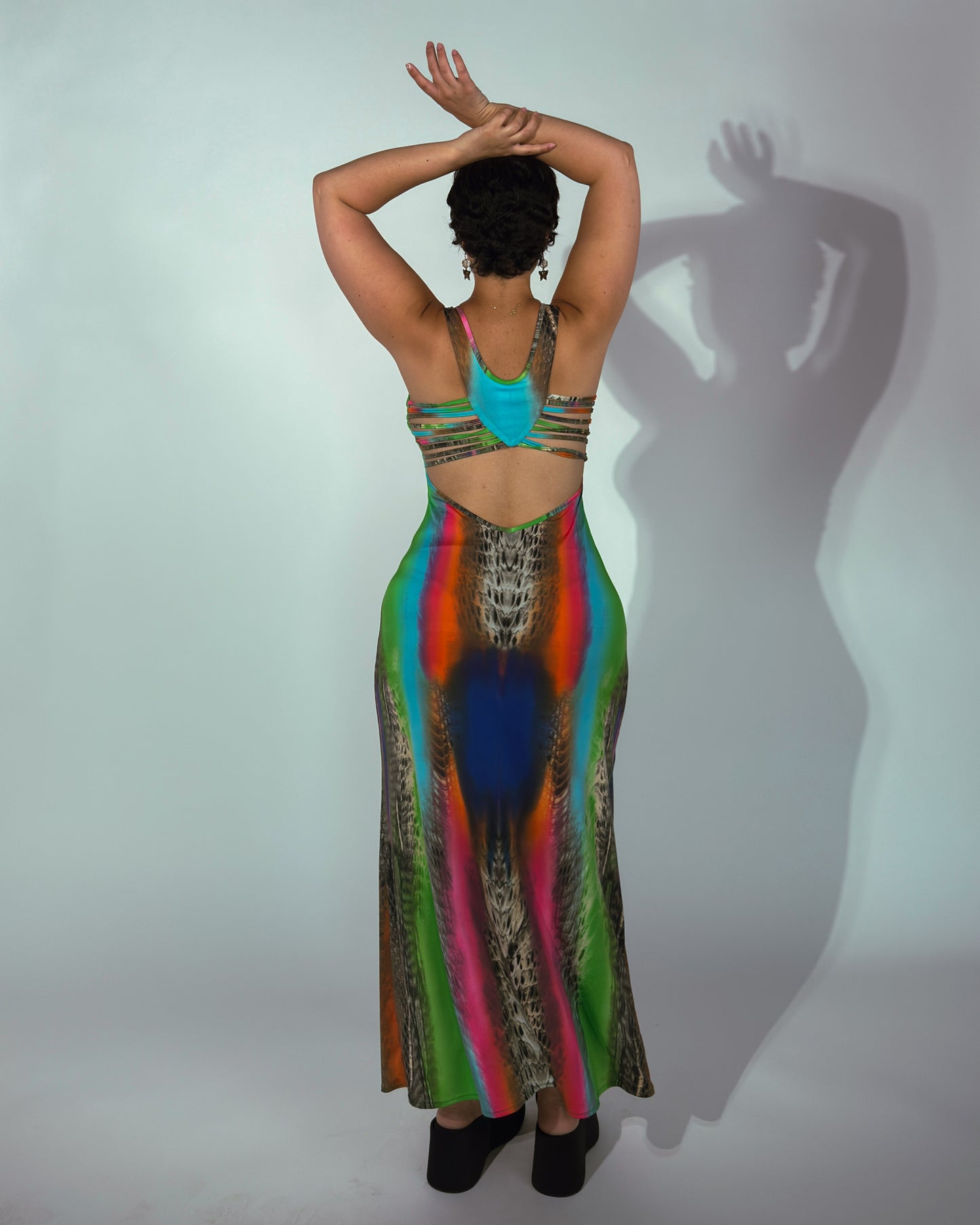 Stretch Rainbow Animal Print Maxi Dress - size M-XL