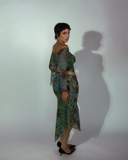 Vintage Spanish Mesh Skirt Set - size M/L