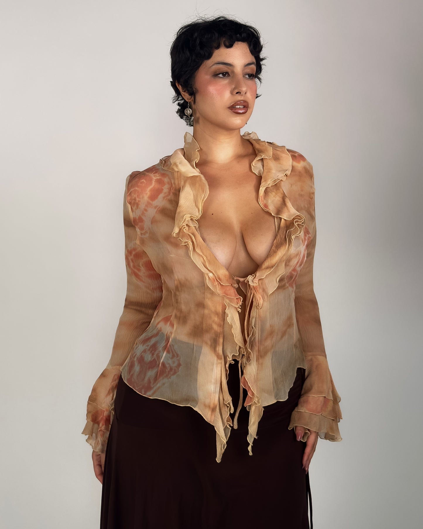 French Silk Ruffled Top - size M/L