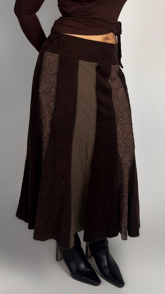 Cotton Brown Panel Skirt - XXL/3XL