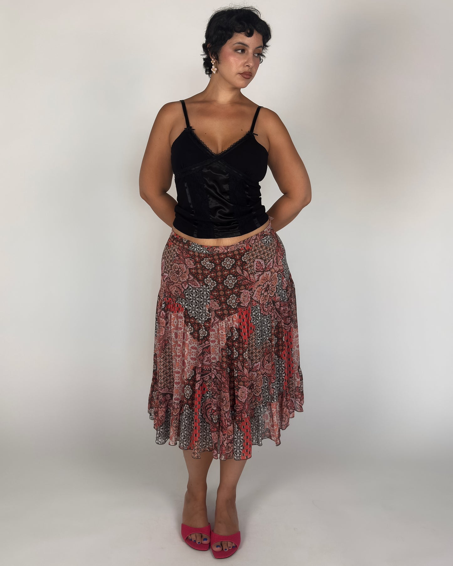 Patchwork Midi Skirt - L/XL