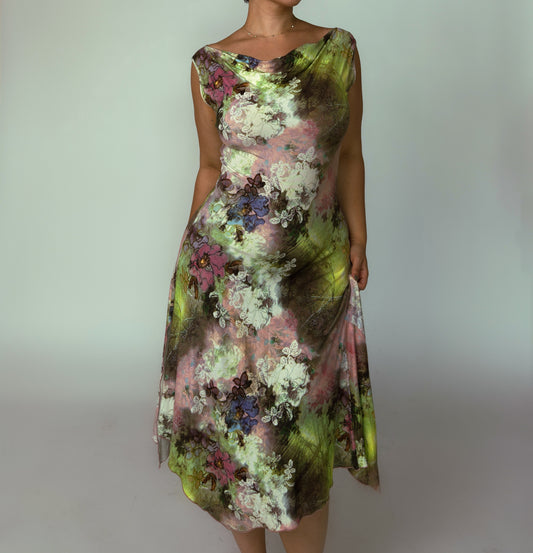 Vintage Italian Fairy Floral Garden Dress - size M-XL