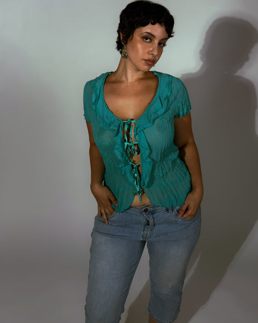 Vintage Sheer Stretch Top - size M/L