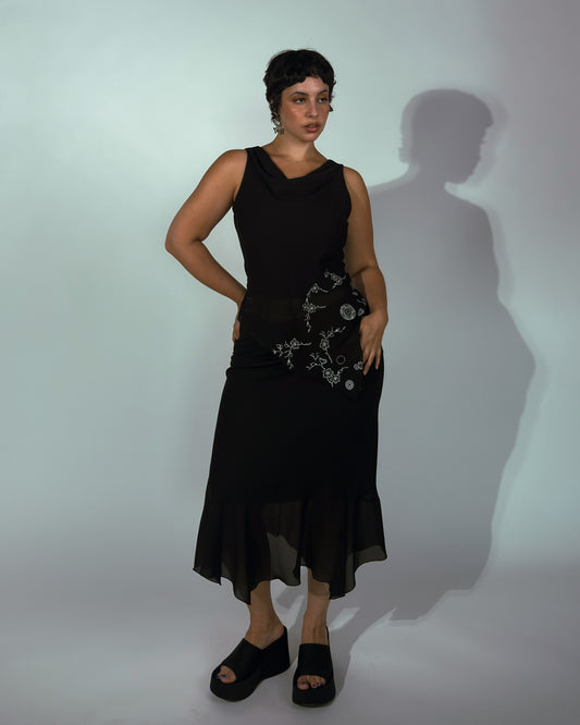 Vintage Black Skirt Set - size M/L