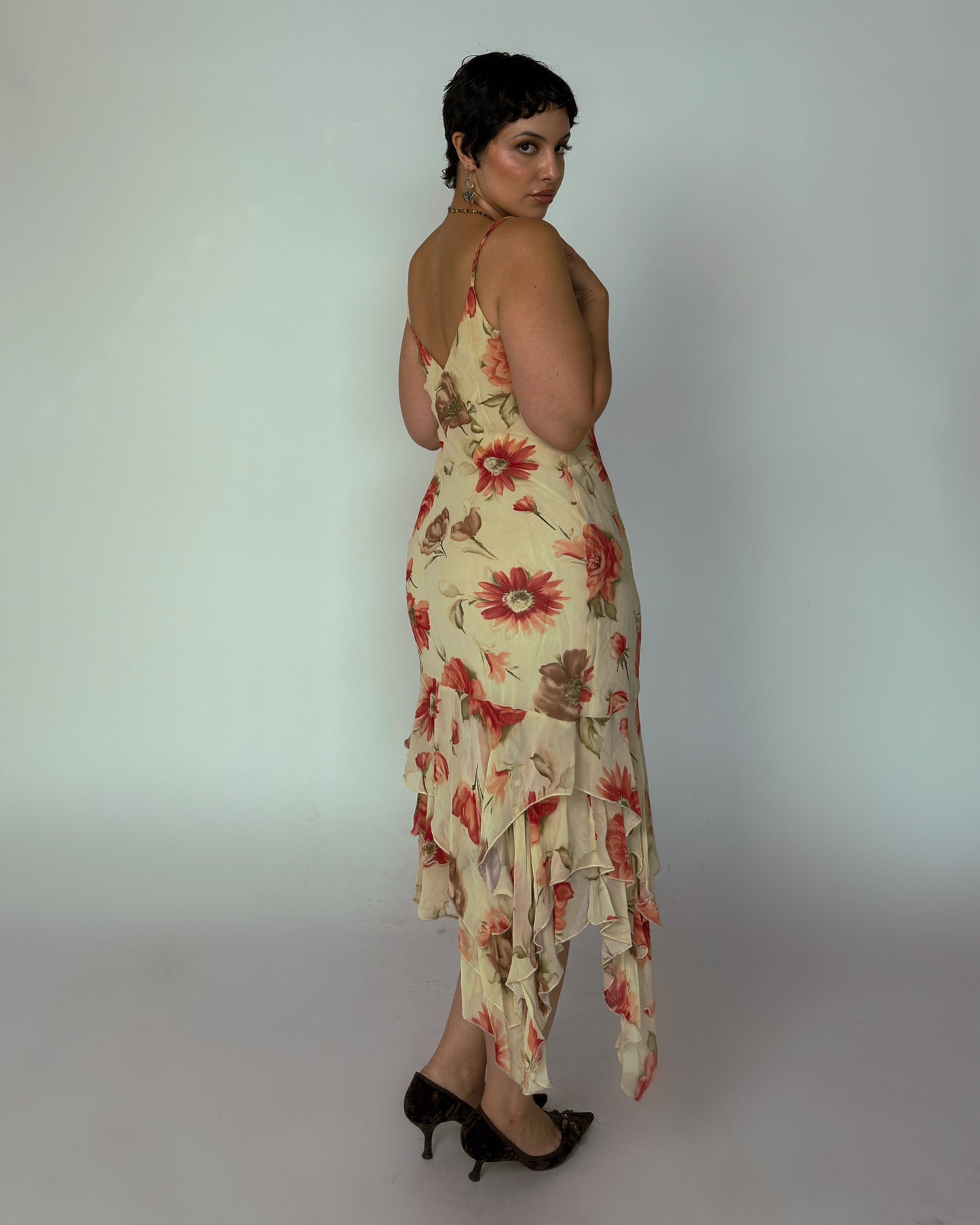 Spanish Vintage Floral Midi Dress - M-XL