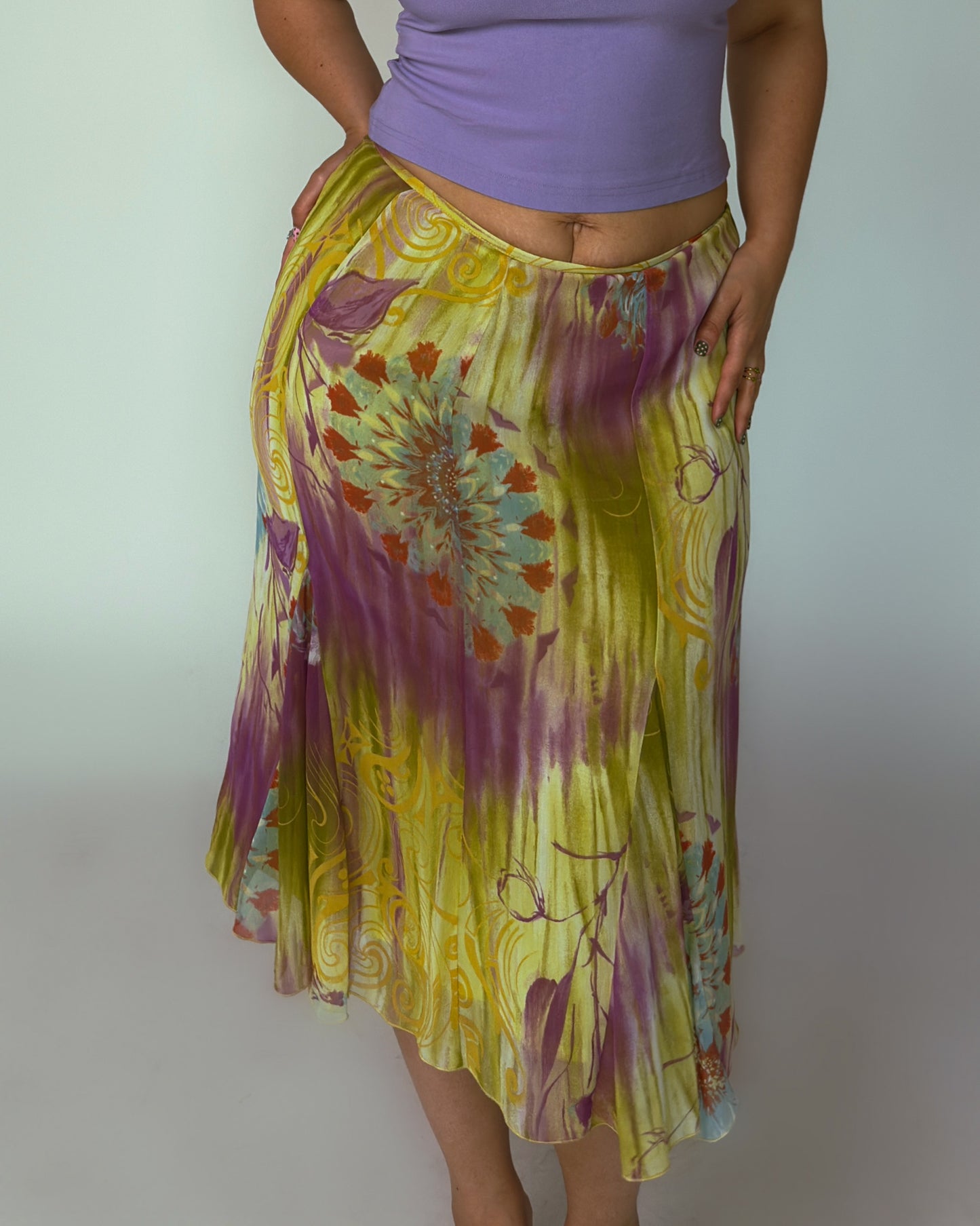 Vintage Chiffon Midi Skirt - size L/XL