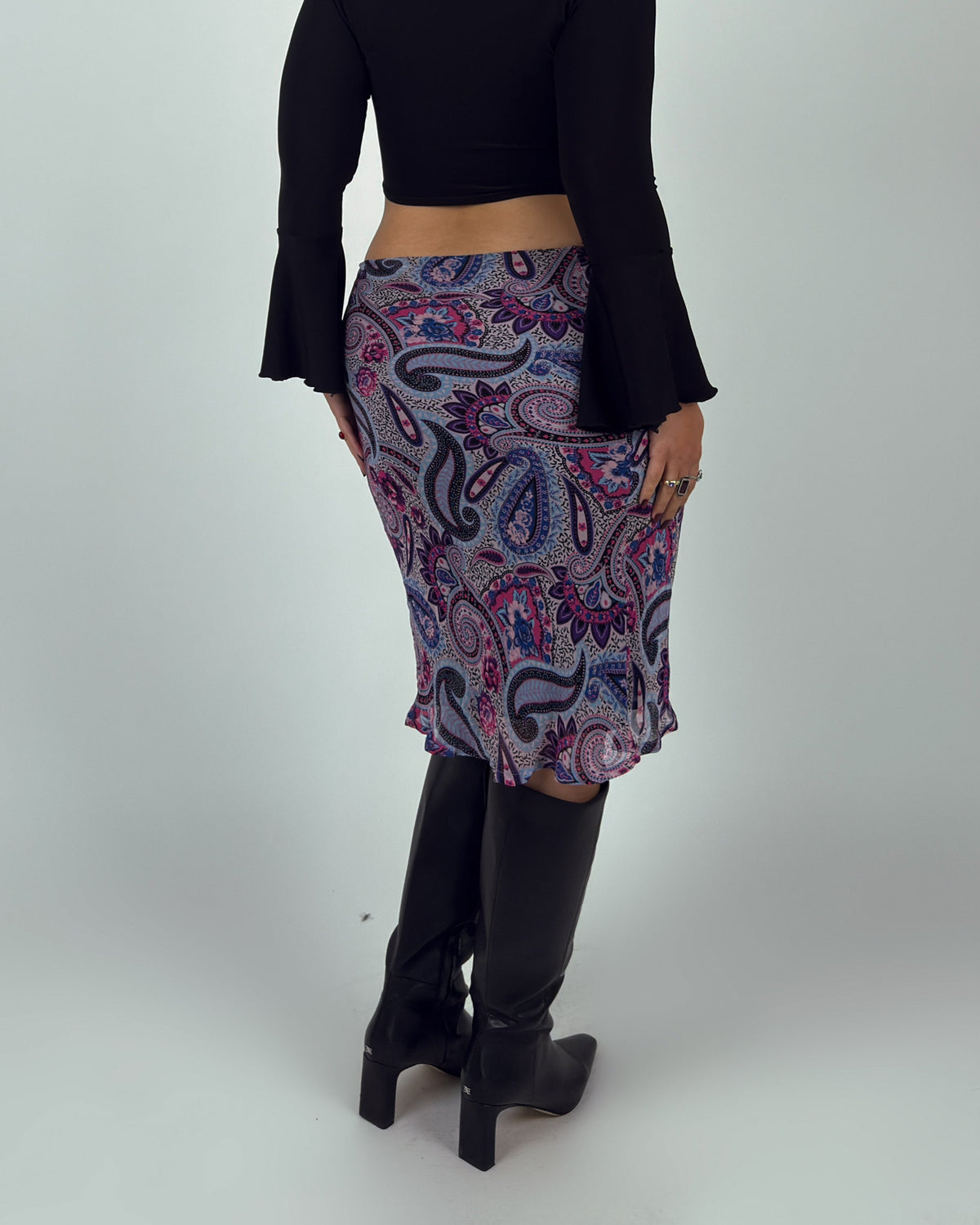 Paisley Mesh Midi Skirt - M/L