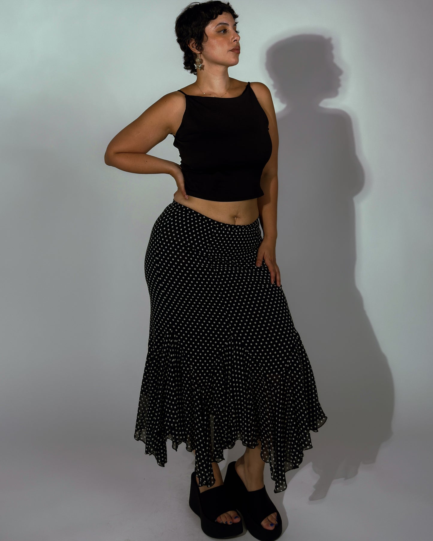 Vintage Polkadot Handkerchief Skirt - size L/XL