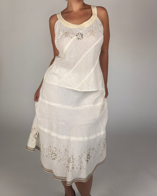 Linen Monsoon Beaded Skirt Set - L/XL