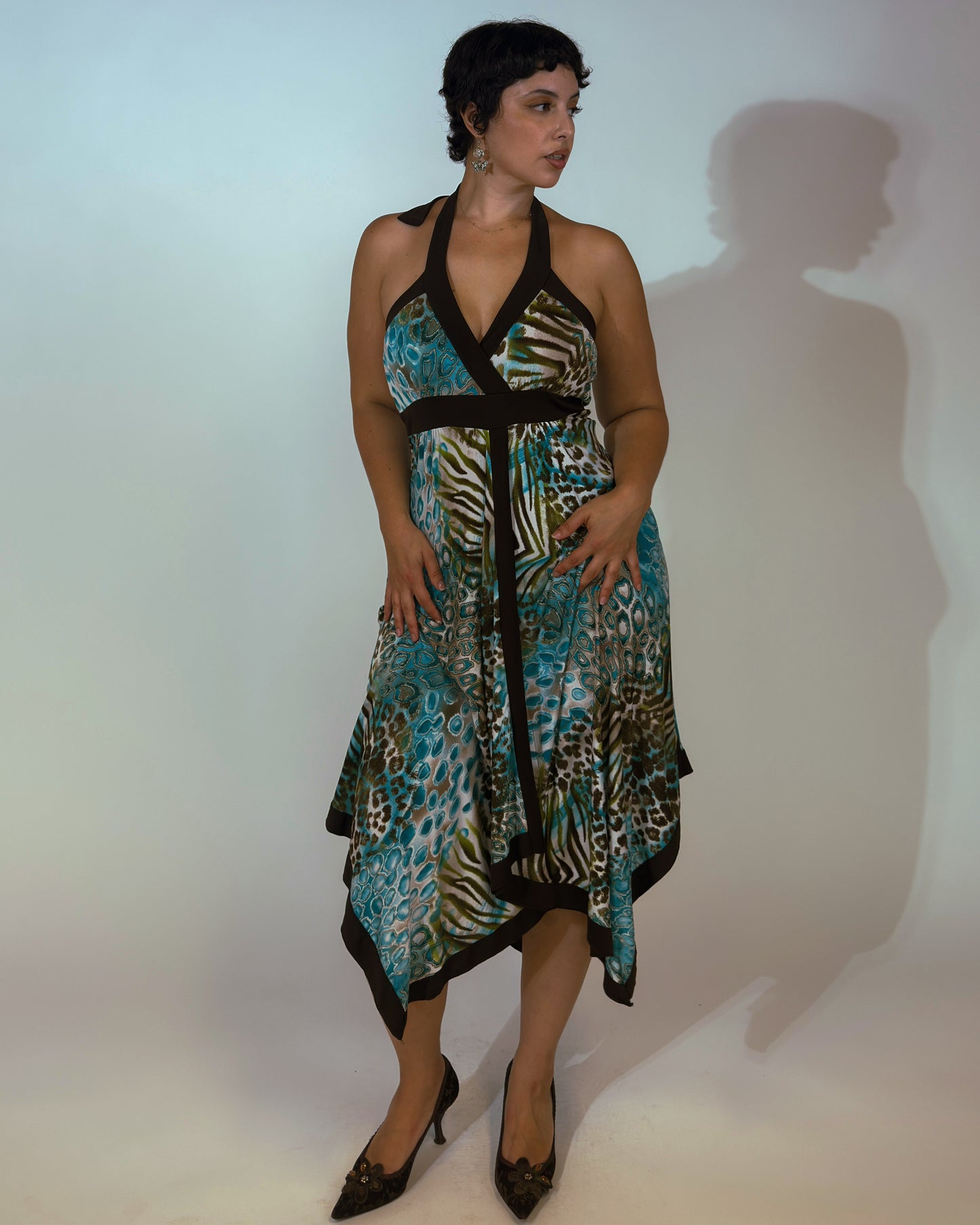 Vintage French Stretch Halter Dress - size M-XL