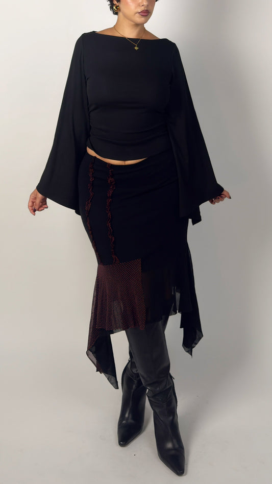 Italian Vintage Asym Patchwork Stretch Skirt - L/XL