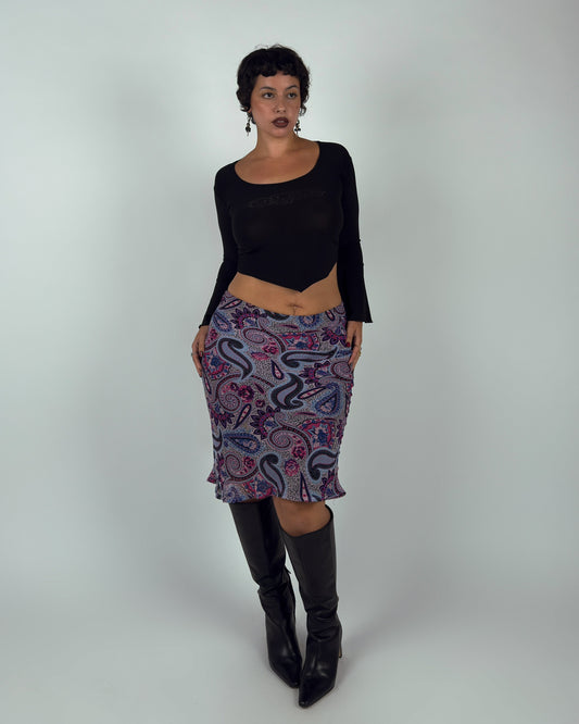 Paisley Mesh Midi Skirt - M/L