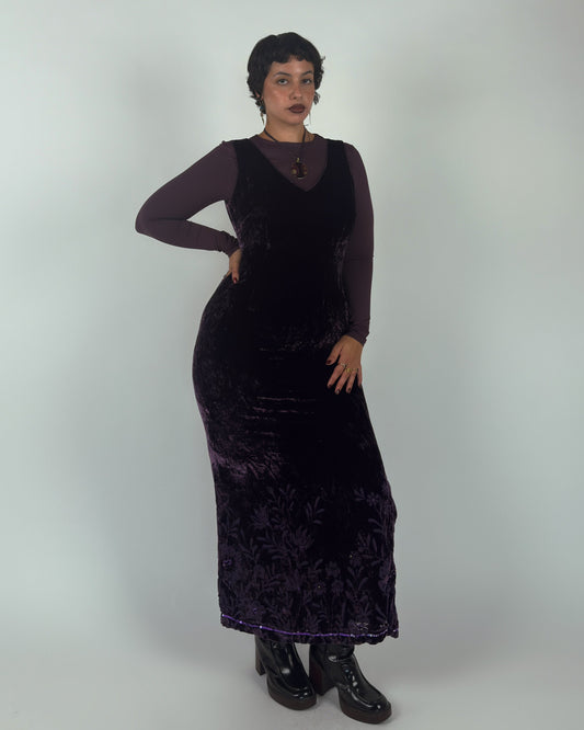 Vintage Monsoon Velvet Silk Blend Maxi Dress - L/XL