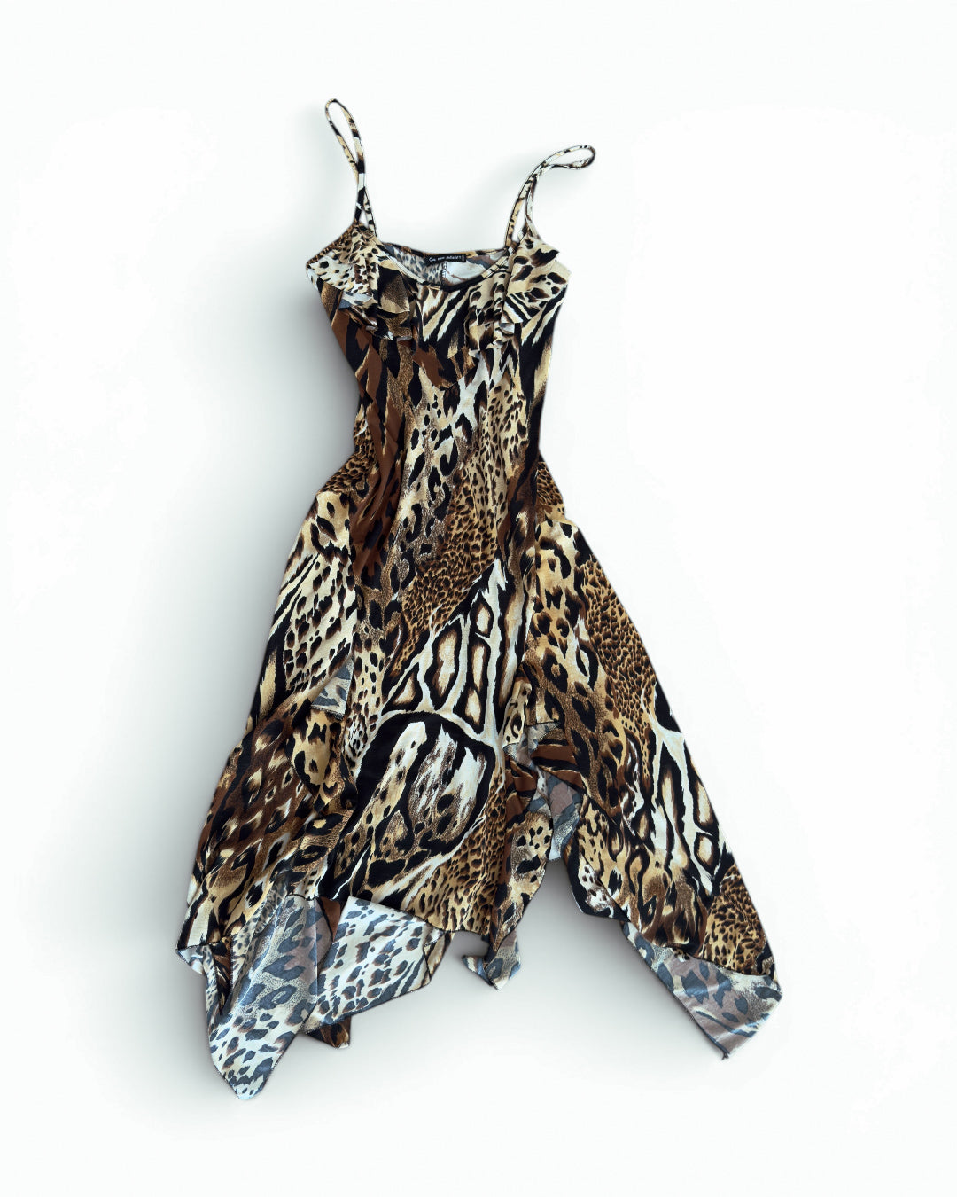 Vintage Leopard Print Stretch Midi Dress