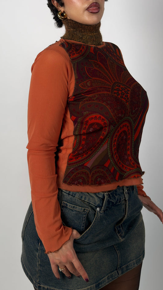 Italian Vintage Mesh High Neck Top - M/L