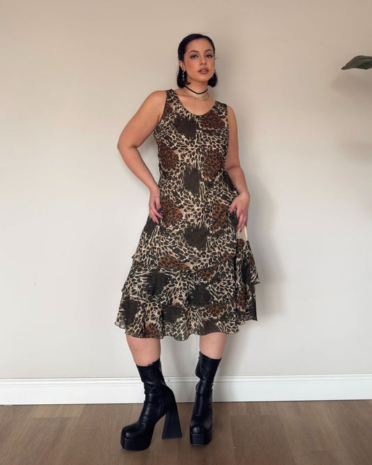 Vintage Leopard Print Dress – M/L