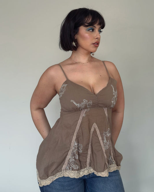 Embroidered Babydoll Top