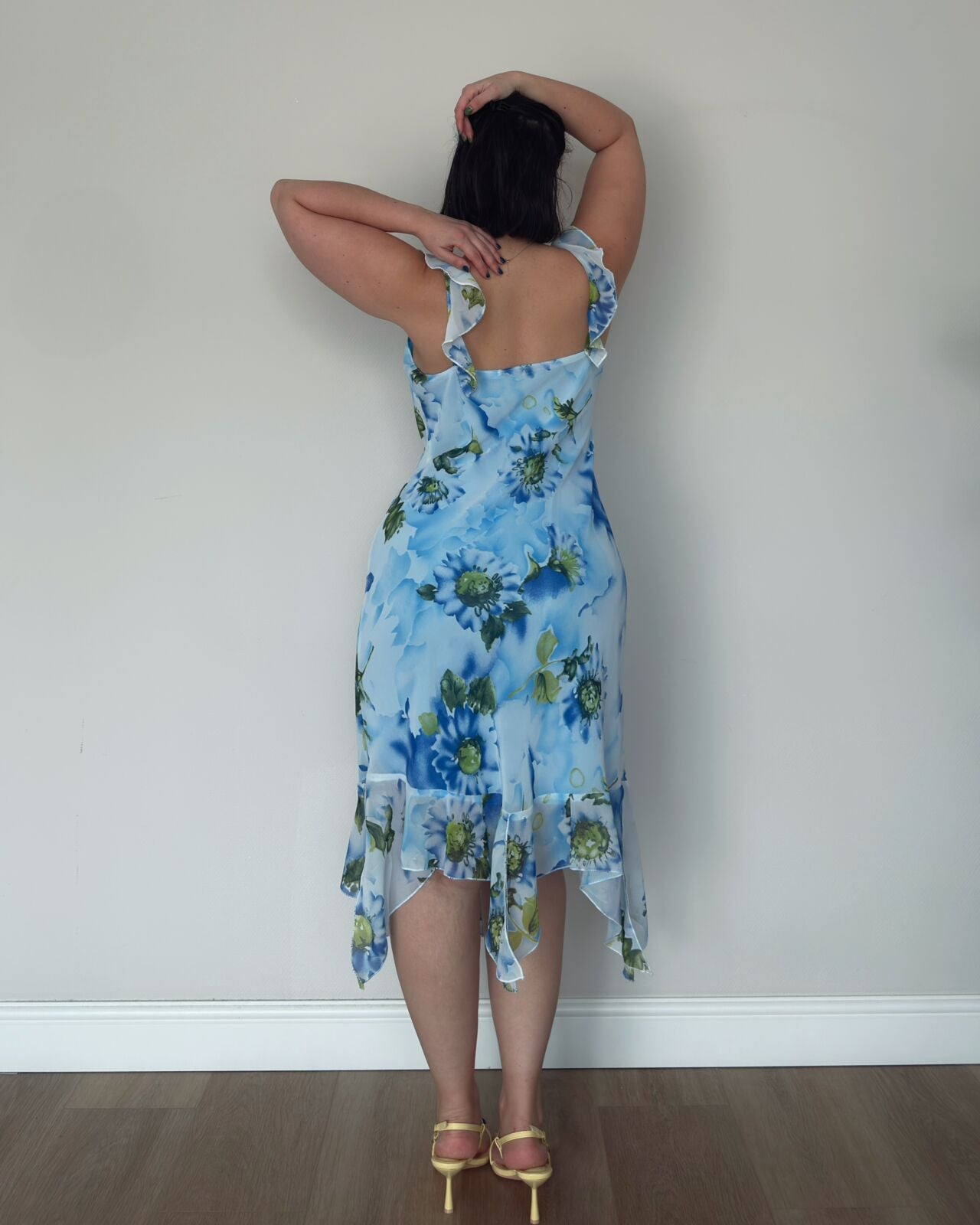 Blue Floral Midi Dress – L/XL