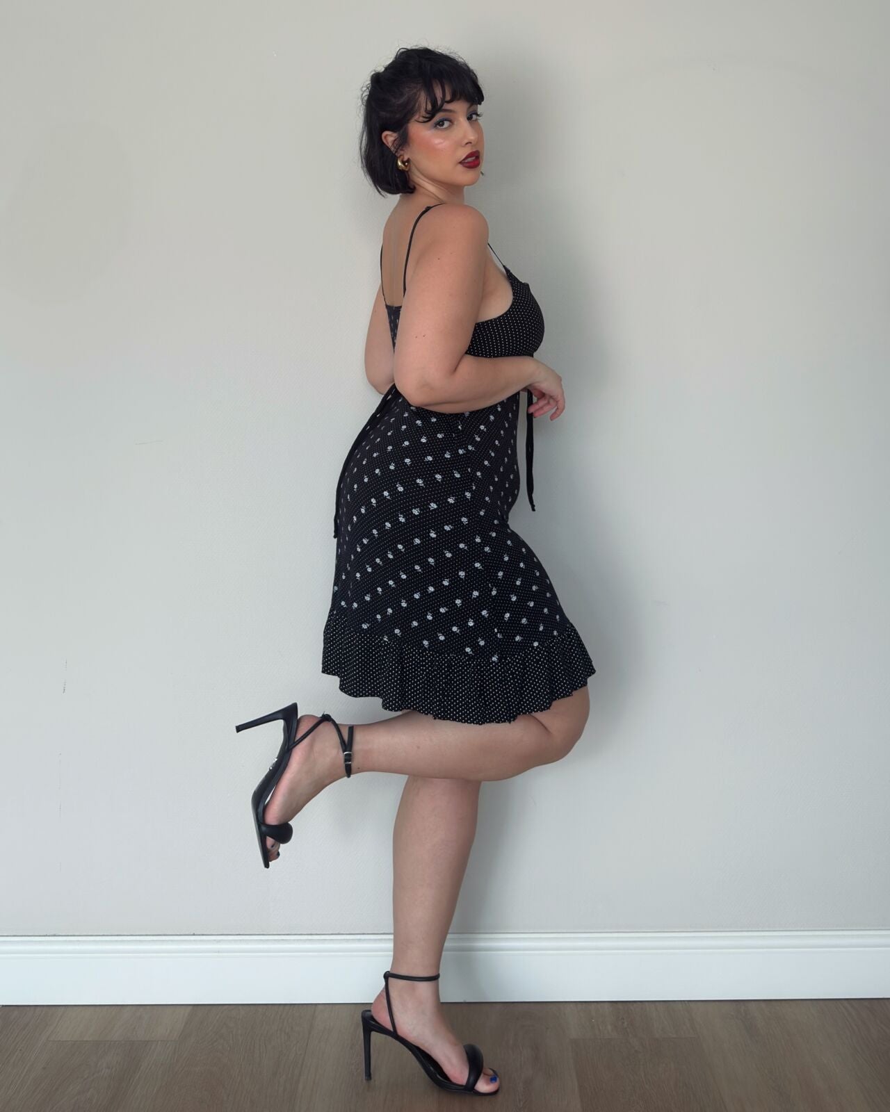Black Polka Dot Midi Dress – M-XL