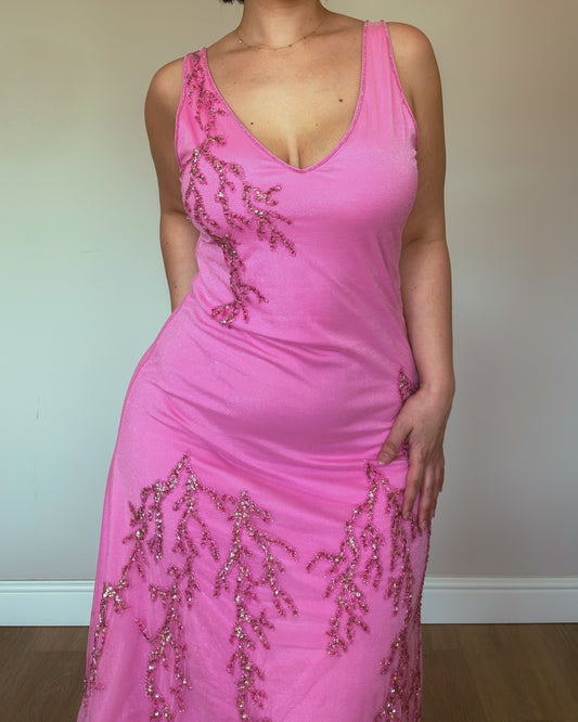 Rose Glow Beaded Dress - size L/XL
