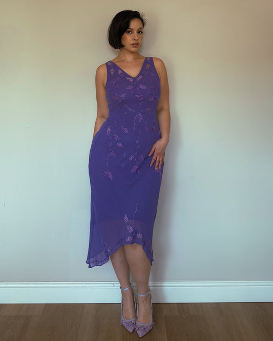 Lavender Whisper Embroidered Dress - size M-XL