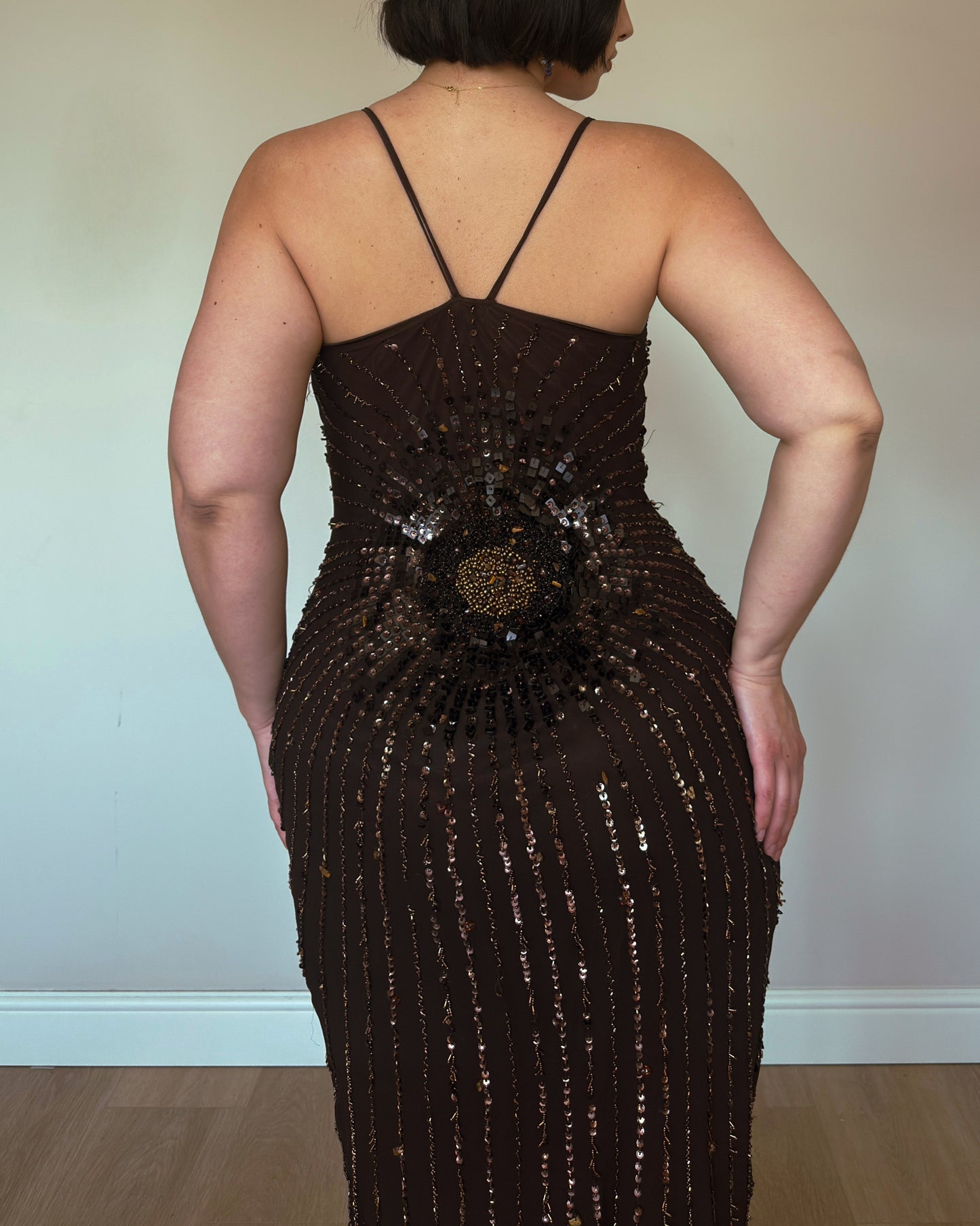 Bronze Eclipse Silk Beaded Gown - size M-XL