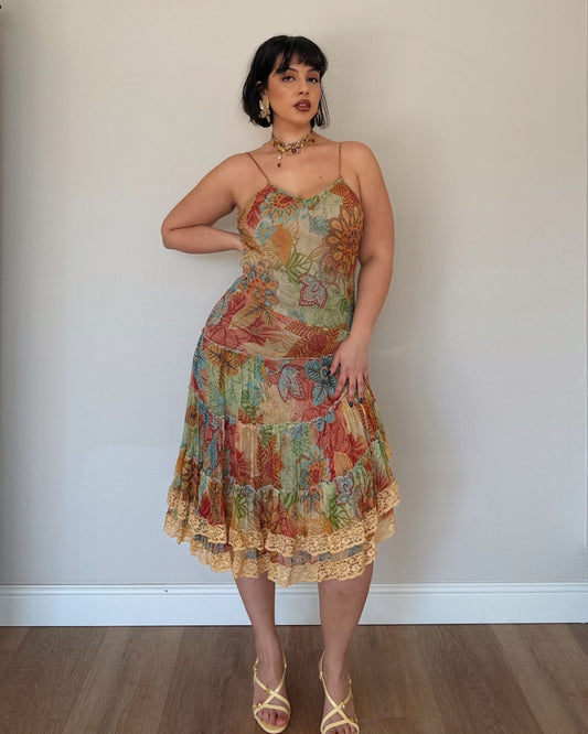 Vintage fairy floral midi dress
